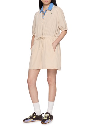 Figure View - Click To Enlarge - LACOSTE - Contrast Piping Drawstring Waist Zip Dress