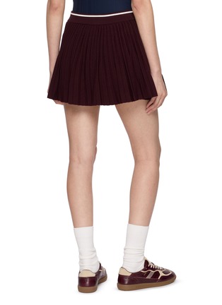 Back View - Click To Enlarge - LACOSTE - Logo Striped Waistband Pleated Mini Skirt
