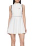 LACOSTE Heritage Logo Contrast Trim Ribbed Stretch Mini Dress