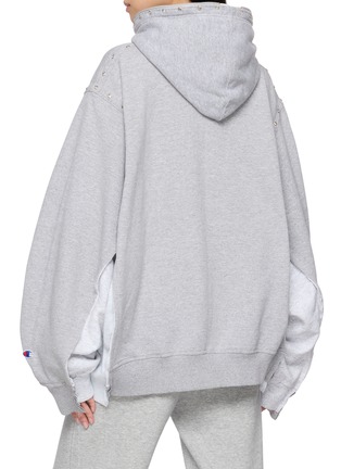Back View - Click To Enlarge - DISCOVERED - X Champion Stud Embellished Panel Sweat Hoodie