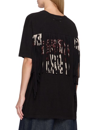Back View - Click To Enlarge - DISCOVERED - Fringe Back Graphic Band T-Shirt