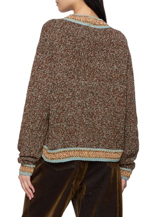 Back View - Click To Enlarge - STORY MFG - Bulb Contrast Trim Cotton Knit Cardigan