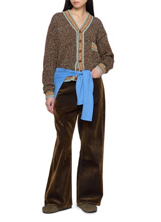 Figure View - Click To Enlarge - STORY MFG - Bulb Contrast Trim Cotton Knit Cardigan