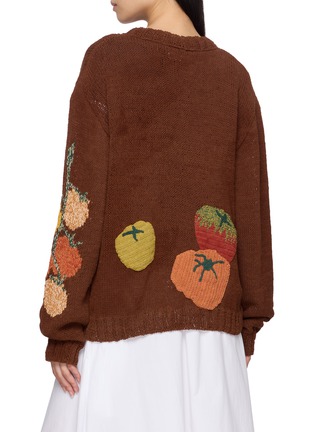Back View - Click To Enlarge - STORY MFG - Twinsun Tomato Appliqué Cotton Knit Cardigan