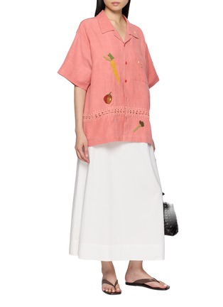 Figure View - Click To Enlarge - STORY MFG - Greetings Hand Embroidered Cotton Linen Shirt