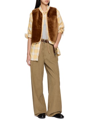 Figure View - Click To Enlarge - ROSA MOSA - Stripe Back Shearling Vest