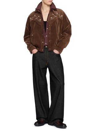 Figure View - Click To Enlarge - FRITUR - Western Embroidered Velvet Bomber Jacket
