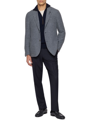 Figure View - Click To Enlarge - LARDINI - Floral Pin Knit Single Breasted Blazer