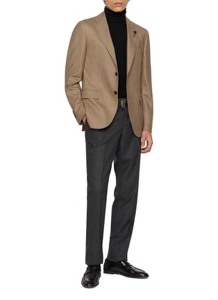 Figure View - Click To Enlarge - LARDINI - Floral Pin Houndstooth Check Single Breasted Blazer