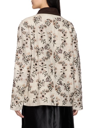 Back View - Click To Enlarge - KARTIK RESEARCH - Contrast Collar Floral Embellished Chore Coat