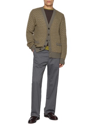 Figure View - Click To Enlarge - PIACENZA 1733 - Micro Houndstooth Wool Knit Cardigan