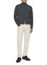 Figure View - Click To Enlarge - PIACENZA 1733 - Zip Up Patch Pocket Wool Knit Cardigan