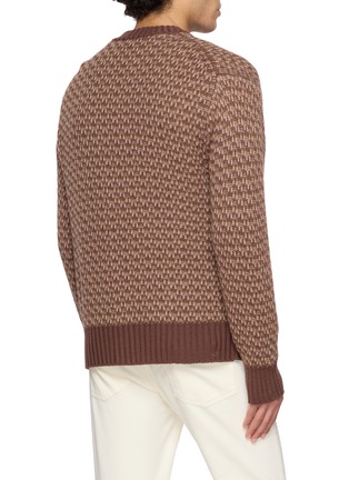 Back View - Click To Enlarge - PIACENZA 1733 - V-Neck Micro Houndstooth Wool Knit Cardigan