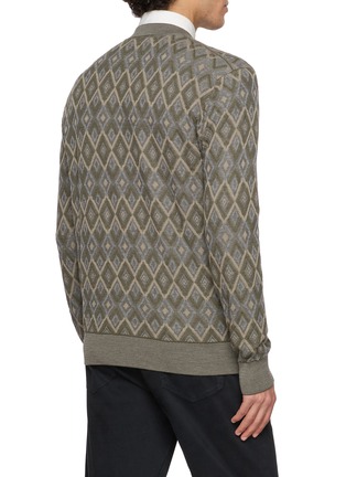 Back View - Click To Enlarge - PIACENZA 1733 - V-Neck Diamond Pattern Knit Cardigan
