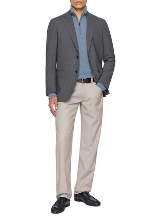 Figure View - Click To Enlarge - PIACENZA 1733 - Quarter Zip Cashmere Knit Sweater