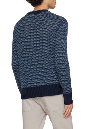 Back View - Click To Enlarge - PIACENZA 1733 - Crewneck Micro Houndstooth Wool Knit Sweater