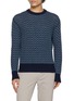 PIACENZA 1733 Crewneck Micro Houndstooth Wool Knit Sweater