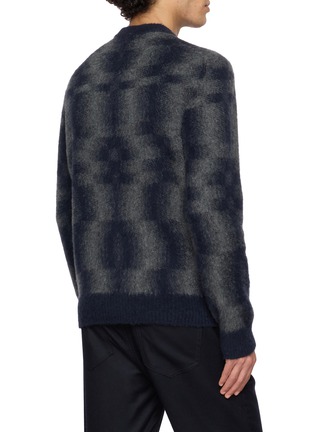 Back View - Click To Enlarge - PIACENZA 1733 - Crewneck Fuzzy Plaid Wool Knit Sweater