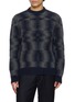 PIACENZA 1733 Crewneck Fuzzy Plaid Wool Knit Sweater