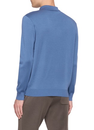 Back View - Click To Enlarge - J∞QUALITY - Long Sleeve Cashmere Silk Knit Polo Shirt