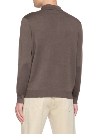 Back View - Click To Enlarge - J∞QUALITY - Long Sleeve Cashmere Silk Knit Polo Shirt