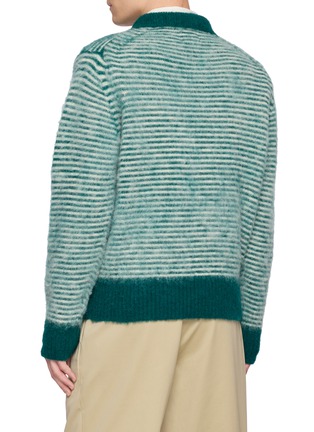 Back View - Click To Enlarge - J∞QUALITY - Skipper Striped Wool Knit Polo Sweater