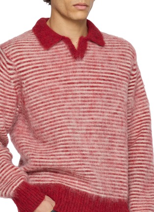 - J∞QUALITY - Skipper Striped Wool Knit Polo Sweater