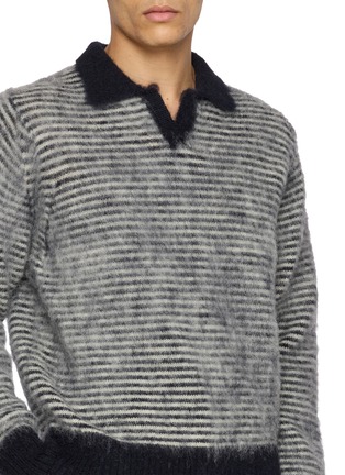  - J∞QUALITY - Skipper Striped Wool Knit Polo Sweater