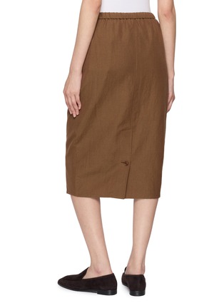 Back View - Click To Enlarge - LAMRONS - Safari Drawstring Waistband Midi Skirt