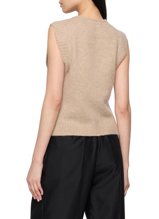 Back View - Click To Enlarge - LAMRONS - Sleeveless Multi Pocket Knit Cardigan