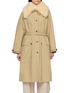 LAMRONS Fur Collar Belted Raglan Sleeve Trench Coat