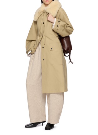 Figure View - Click To Enlarge - LAMRONS - Fur Collar Belted Raglan Sleeve Trench Coat
