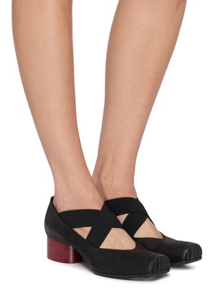 Figure View - Click To Enlarge - UMA WANG - 45 Crisscross Elastic Band Leather Ballet Pumps