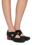 Figure View - Click To Enlarge - UMA WANG - 45 Crisscross Elastic Band Leather Ballet Pumps
