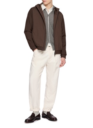 Figure View - Click To Enlarge - HERNO - Padded Hooded Zip Up Fleece Jacket