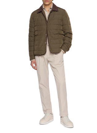 Figure View - Click To Enlarge - HERNO - Suede Effect Puffer Shirt Jacket