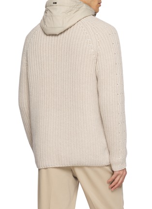 Back View - Click To Enlarge - HERNO - Double Collar Button Up Knit Jacket