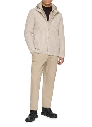 Figure View - Click To Enlarge - HERNO - Double Collar Button Up Knit Jacket