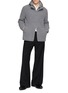 Figure View - Click To Enlarge - HERNO - Padded Bib Ribbed Wool Hood Cardigan
