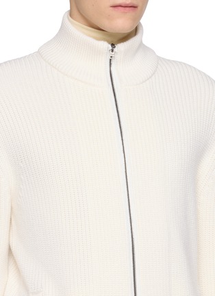 Detail View - Click To Enlarge - HERNO - Padded Bib Ribbed Wool Knit Jacket