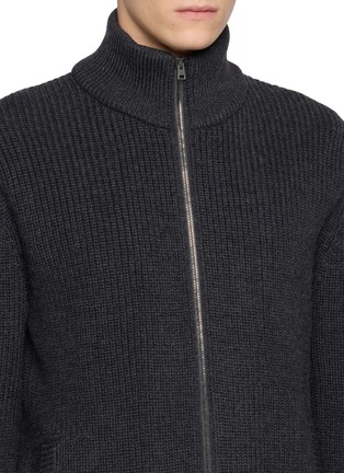 Detail View - Click To Enlarge - HERNO - Padded Bib Ribbed Wool Knit Jacket