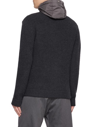 Back View - Click To Enlarge - HERNO - Padded Bib Ribbed Wool Knit Jacket
