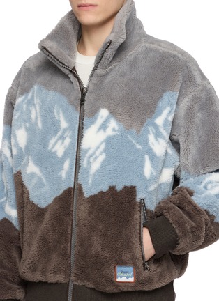  - HERNO - Mountain Print Teddy Fleece Zip Up Jacket