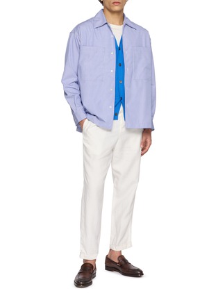 Figure View - Click To Enlarge - TOMORROWLAND - Striped Double Pocket Open Collar Shirt