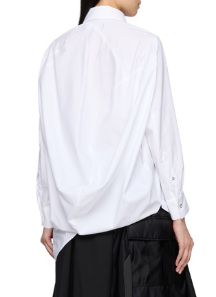 Back View - Click To Enlarge - ANREALAGE - Striped Asymmetrical Curved Hem Shirt