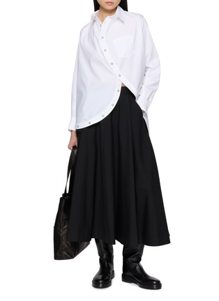 Figure View - Click To Enlarge - ANREALAGE - Striped Asymmetrical Curved Hem Shirt