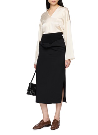 Figure View - Click To Enlarge - MS MIN - Knit Waist Fluid Midi Skirt