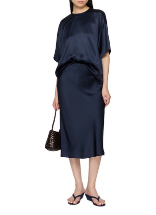 Figure View - Click To Enlarge - MS MIN - Elasticated Waist Bias Cut Midi Skirt