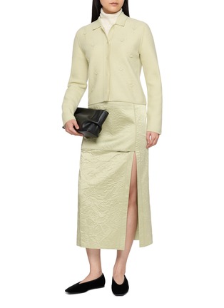 Figure View - Click To Enlarge - MS MIN - Layered Side Slit Pleated Wrap Midi Skirt