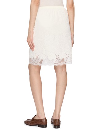 Back View - Click To Enlarge - MS MIN - Lace Trim Crinkled Knee Length Skirt